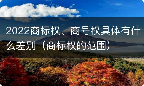 2022商标权、商号权具体有什么差别（商标权的范围）