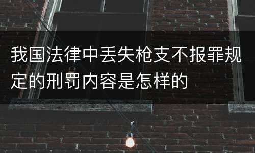 我国法律中丢失枪支不报罪规定的刑罚内容是怎样的