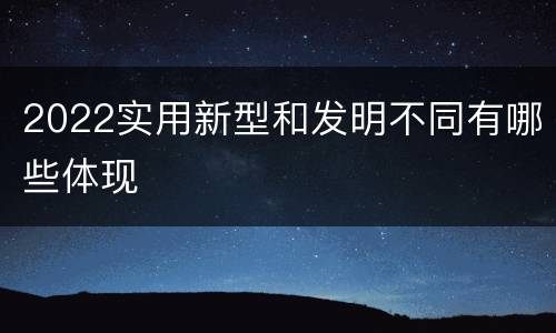 2022实用新型和发明不同有哪些体现