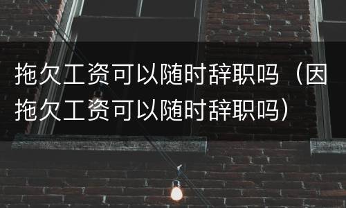 拖欠工资可以随时辞职吗（因拖欠工资可以随时辞职吗）
