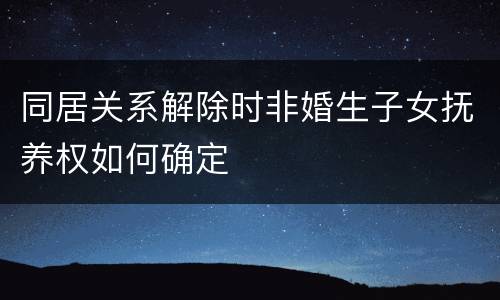 同居关系解除时非婚生子女抚养权如何确定