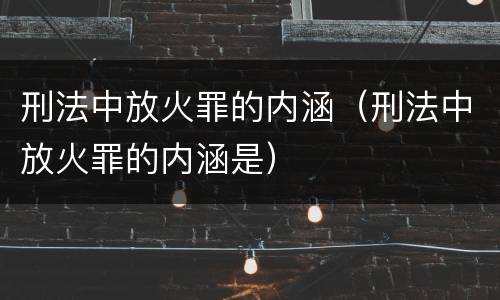 刑法中放火罪的内涵（刑法中放火罪的内涵是）