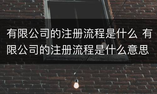 有限公司的注册流程是什么 有限公司的注册流程是什么意思