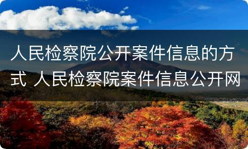 人民检察院公开案件信息的方式 人民检察院案件信息公开网的信息准确吗