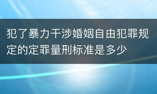 犯了暴力干涉婚姻自由犯罪规定的定罪量刑标准是多少