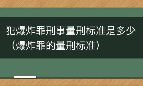 犯爆炸罪刑事量刑标准是多少（爆炸罪的量刑标准）