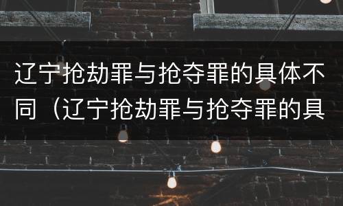 辽宁抢劫罪与抢夺罪的具体不同（辽宁抢劫罪与抢夺罪的具体不同）