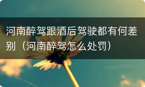 河南醉驾跟酒后驾驶都有何差别（河南醉驾怎么处罚）
