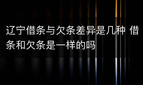 辽宁借条与欠条差异是几种 借条和欠条是一样的吗