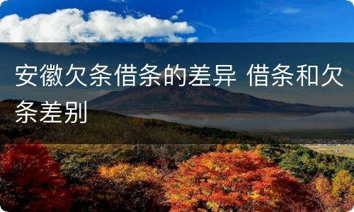 安徽欠条借条的差异 借条和欠条差别