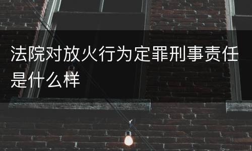 法院对放火行为定罪刑事责任是什么样
