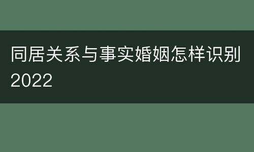 同居关系与事实婚姻怎样识别2022