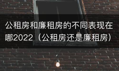 公租房和廉租房的不同表现在哪2022（公租房还是廉租房）