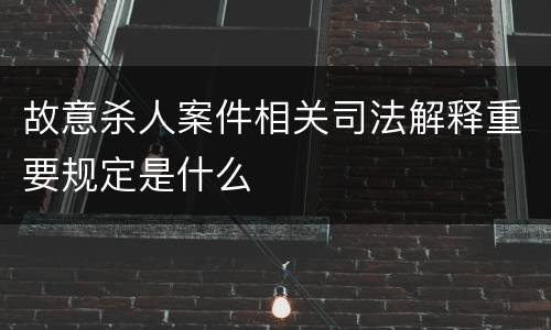 故意杀人案件相关司法解释重要规定是什么