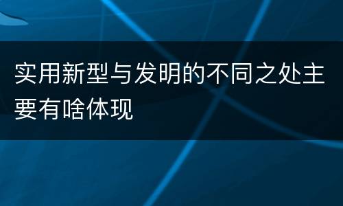 实用新型与发明的不同之处主要有啥体现