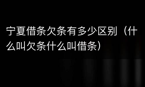 宁夏借条欠条有多少区别（什么叫欠条什么叫借条）