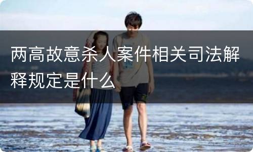 两高故意杀人案件相关司法解释规定是什么