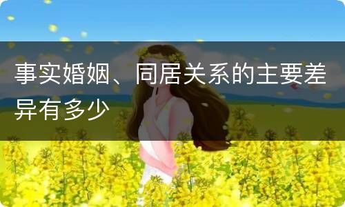 事实婚姻、同居关系的主要差异有多少