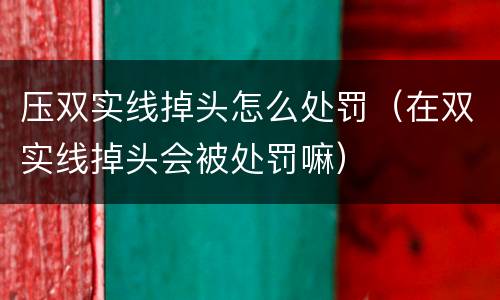 压双实线掉头怎么处罚（在双实线掉头会被处罚嘛）