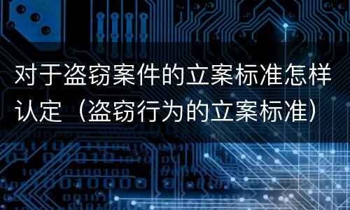对于盗窃案件的立案标准怎样认定（盗窃行为的立案标准）