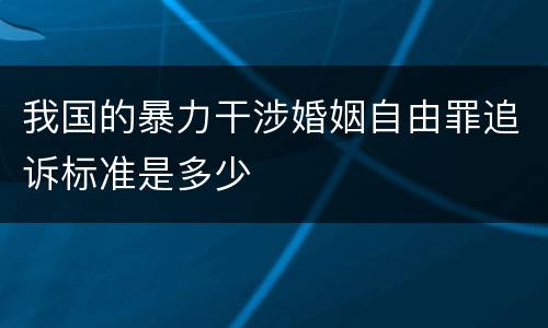 我国的暴力干涉婚姻自由罪追诉标准是多少