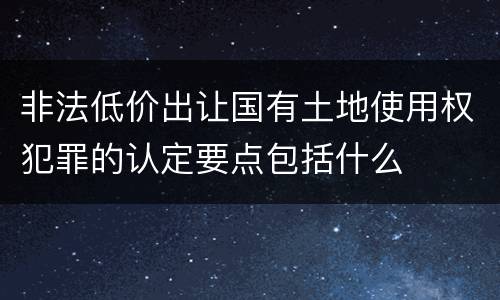 非法低价出让国有土地使用权犯罪的认定要点包括什么