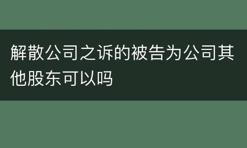 解散公司之诉的被告为公司其他股东可以吗