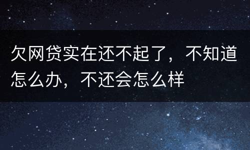 欠网贷实在还不起了，不知道怎么办，不还会怎么样