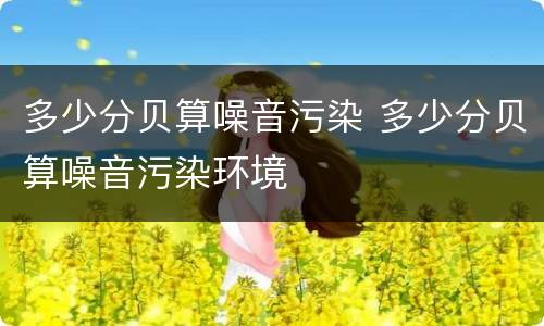 多少分贝算噪音污染 多少分贝算噪音污染环境