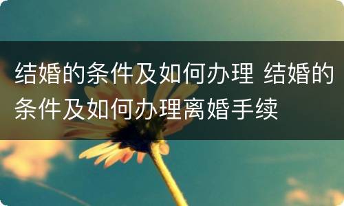 结婚的条件及如何办理 结婚的条件及如何办理离婚手续