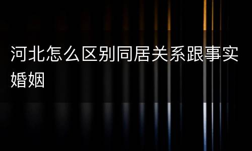 河北怎么区别同居关系跟事实婚姻