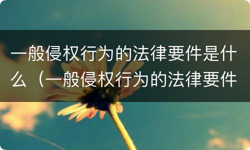 一般侵权行为的法律要件是什么（一般侵权行为的法律要件是什么意思）