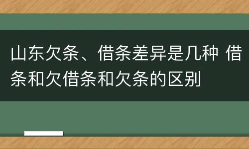 山东欠条、借条差异是几种 借条和欠借条和欠条的区别