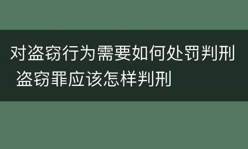 对盗窃行为需要如何处罚判刑 盗窃罪应该怎样判刑
