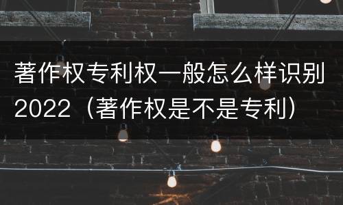 著作权专利权一般怎么样识别2022（著作权是不是专利）