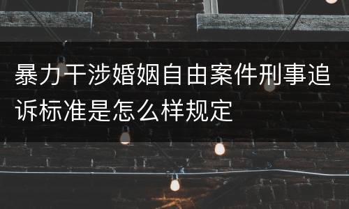 暴力干涉婚姻自由案件刑事追诉标准是怎么样规定