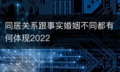 同居关系跟事实婚姻不同都有何体现2022