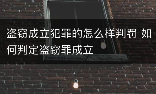 盗窃成立犯罪的怎么样判罚 如何判定盗窃罪成立