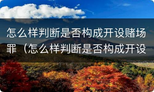 怎么样判断是否构成开设赌场罪（怎么样判断是否构成开设赌场罪行）