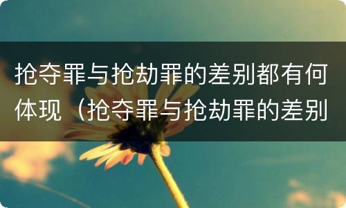 抢夺罪与抢劫罪的差别都有何体现（抢夺罪与抢劫罪的差别都有何体现呢）