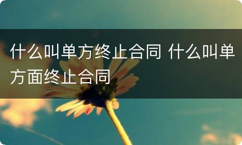 什么叫单方终止合同 什么叫单方面终止合同