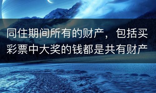 同住期间所有的财产，包括买彩票中大奖的钱都是共有财产吗