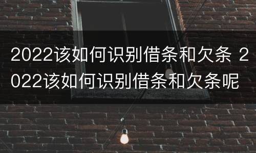 2022该如何识别借条和欠条 2022该如何识别借条和欠条呢