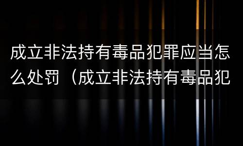 成立非法持有毒品犯罪应当怎么处罚（成立非法持有毒品犯罪应当怎么处罚呢）