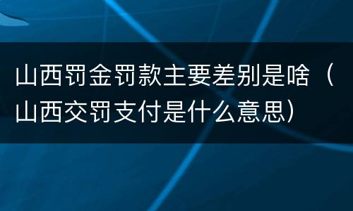 山西罚金罚款主要差别是啥（山西交罚支付是什么意思）