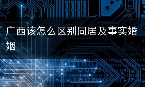 广西该怎么区别同居及事实婚姻