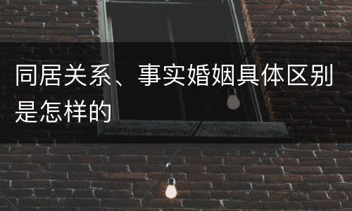 同居关系、事实婚姻具体区别是怎样的