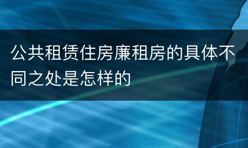 公共租赁住房廉租房的具体不同之处是怎样的