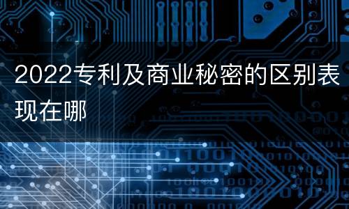 2022专利及商业秘密的区别表现在哪