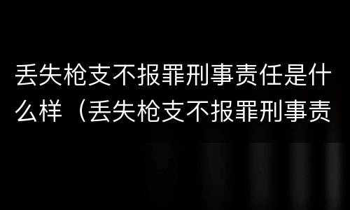 丢失枪支不报罪刑事责任是什么样（丢失枪支不报罪刑事责任是什么样的）